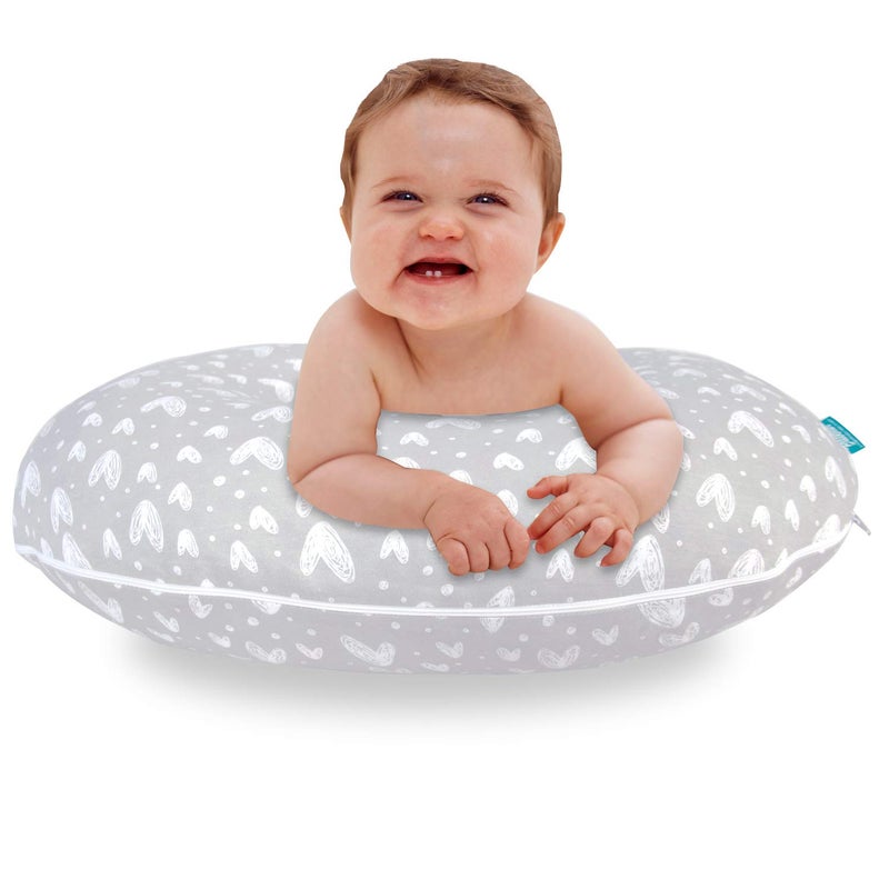 Biloban Nursing Pillow Cover 2 Pack Compatible with Boppy Pillow, 100% Jersey Cotton with Large Zipper Super Soft & Breathable & Skin Friendly for Moms/Kids, Grey & White - Image 2